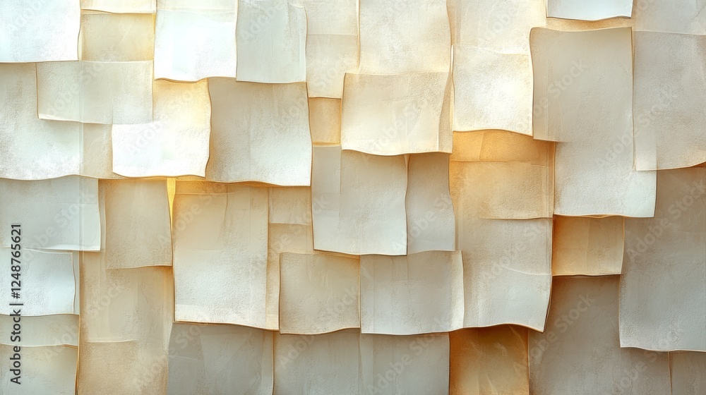 Poster abstract arrangement of paper squares with soft color and texture