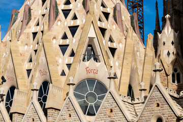 Detailed facade of Sagrada Familia in Barcelona