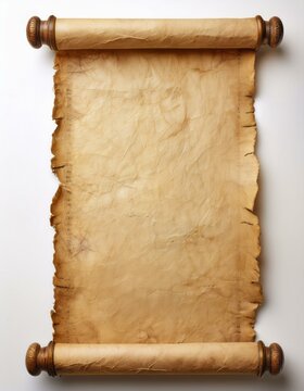 Hoja de pergamino en blanco, Fondo blanco, imagen de alta resoluci&oacute;n