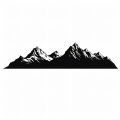 Dramatic Black Silhouette of Mountains Peaks Landscape Banner for Design Projects