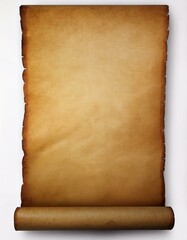 Hoja de pergamino en blanco, Fondo blanco, imagen de alta resoluci&oacute;n