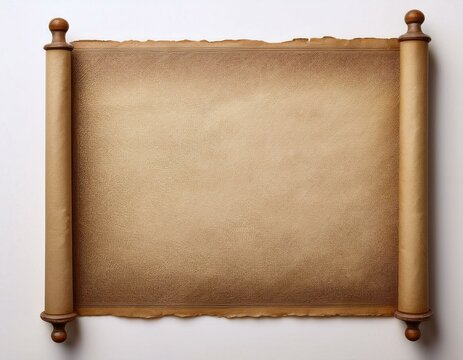 Hoja de pergamino en blanco, Fondo blanco, imagen de alta resoluci&oacute;n