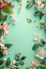 Colorful Spring Elementss Frame Border Background - Space for Text	
