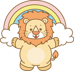 Cute Lion vector icon. Funny baby Lion animal series stock illustration. life of fluffy Lion designs.