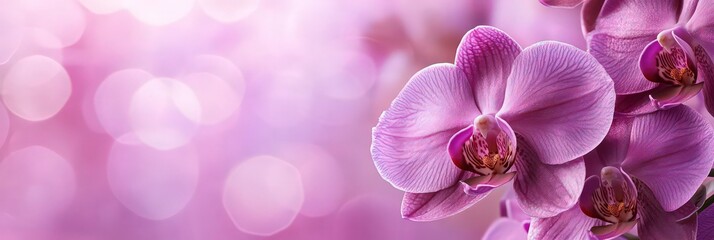 Obraz premium Soft focus lilac orchids with blurred background.
