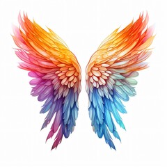 Obraz premium Vibrant Colorful Angel Wing Clipart Isolated on White Background for Design Projects