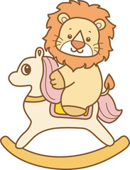 Cute Lion vector icon. Funny baby Lion animal series stock illustration. life of fluffy Lion designs.