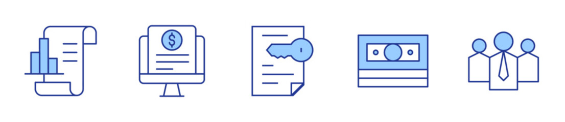 analytics, accounting, contract, money, leader. Icon vector illustration. Line Duotone style. Editable stroke