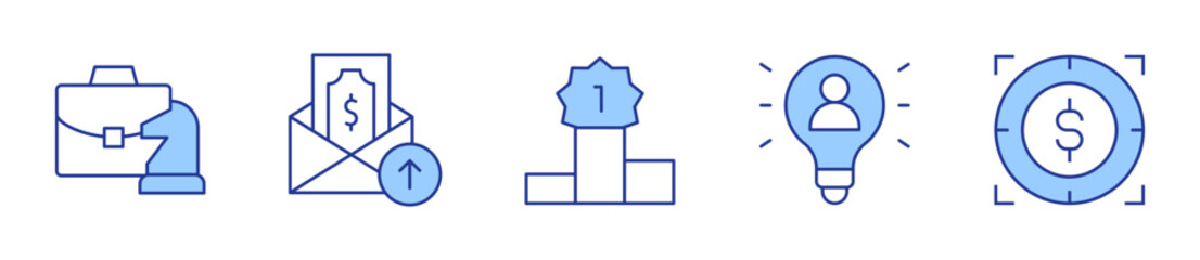 briefcase, salary, winner, user, target. Icon vector illustration. Line Duotone style. Editable stroke