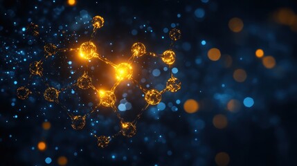 Glowing abstract molecule structure.