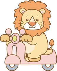 Cute Lion vector icon. Funny baby Lion animal series stock illustration. life of fluffy Lion designs.