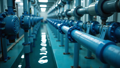 Industrial water pipeline system in factory settings for resource management blogs and designs