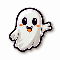 Spooky Cute Halloween Ghost Sticker for Festive Design Projects