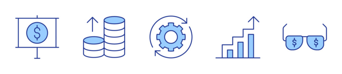 development, graphic, glasses, motivation, profit. Business Icon vector illustration. Line Duotone style. Editable stroke