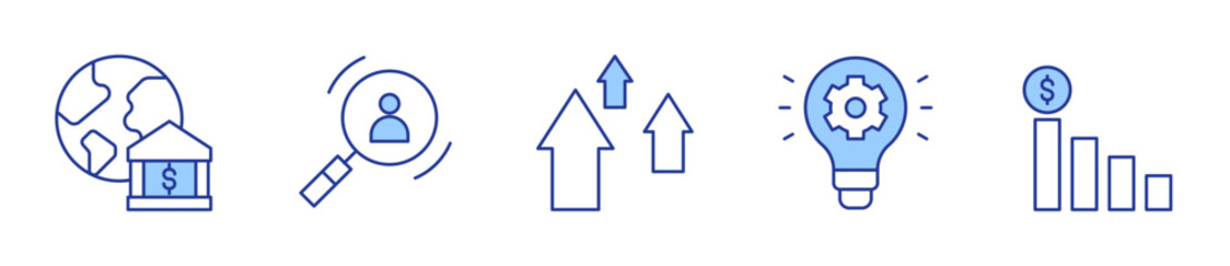 development, graphic, increase, hiring, growth. Business Icon vector illustration. Line Duotone style. Editable stroke