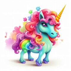 Magical rainbow unicorn clipart isolated on white background for creative projects