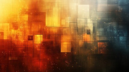 Obraz premium Abstract fiery cityscape, digital art, technology background