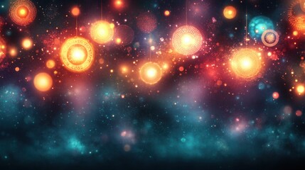 Enchanting Lights Against a Dark Starry Background for Design Use