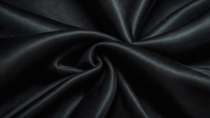 Fototapeta premium Elegant swirl of deep black fabric, capturing light with graceful folds and luxurious texture.