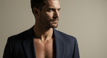 Obraz premium Portrait of a Confident Man in a Suit - Business Attire and Style for Professional Photography and Fashion Branding.