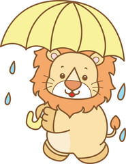 Cute Lion vector icon. Funny baby Lion animal series stock illustration. life of fluffy Lion designs.