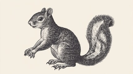 Obraz premium Detailed Illustration of a Squirrel in Vintage Style Artwork