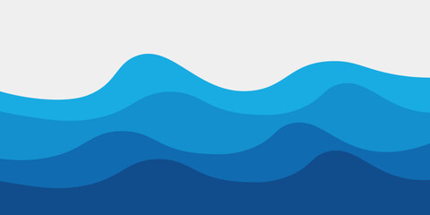 Sea waves layered vector background illustration and sea beach vector illustration.