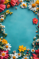 Colorful Spring Elementss Frame Border Background - Space for Text	
