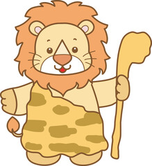 Cute Lion vector icon. Funny baby Lion animal series stock illustration. life of fluffy Lion designs.