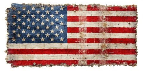 Close-up distressed American flag cross; powerful patriotic imagery, AI generated.