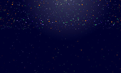 Vector illustration of Multi-colored tinsel, confetti fall from the sky on a transparent and white , blue colour background. Celebration of happy birthdays, parties, and holidays.