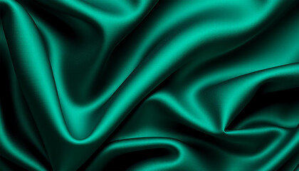 Obraz premium Green silk fabric with soft folds and glossy texture
