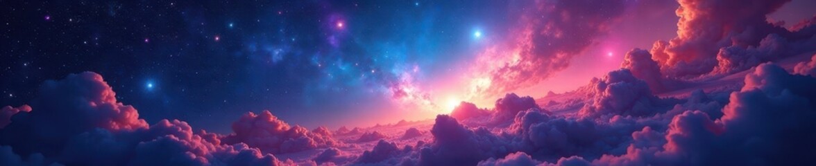 Fototapeta premium Brilliant starlight paints a breathtaking cosmic landscape , twinkle, dark, starlight