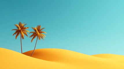Desert oasis theme park, golden sand, palm trees, Middle Eastern fantasy, 3D illustration