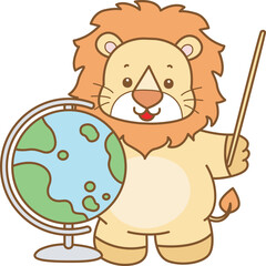 Cute Lion vector icon. Funny baby Lion animal series stock illustration. life of fluffy Lion designs.