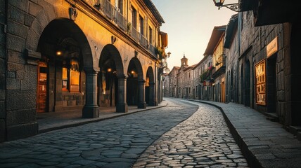 Naklejka premium Charming historic market square with cobblestone streets, bustling with life and surrounded by beautiful architecture.