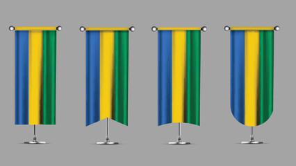 Collection of Vertical Banners Featuring the GABON Flag