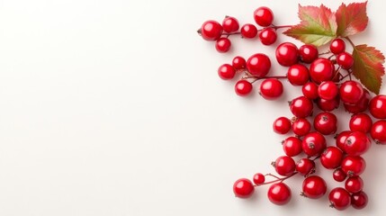 Bright Red Hawthorn Berries on a Branch with Autumn Leaves. Generative AI