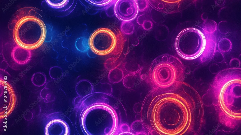 Poster abstract dark background with glowing and overlapping circles