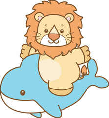 Cute Lion vector icon. Funny baby Lion animal series stock illustration. life of fluffy Lion designs.