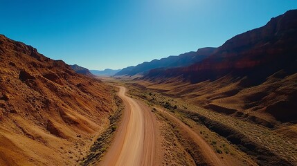 Highway through a red rock canyon, deep natural textures, vibrant geological formations, adventurous road trip destination