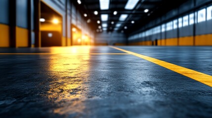 Industrial sidewalk, warehouses, raw textures, 3D illustration