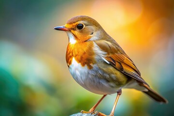 Fototapeta premium Exquisite close-up: a tiny brown and white bird, avian elegance in wildlife fashion.