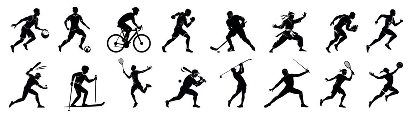 A set of silhouettes of athletes. Vector