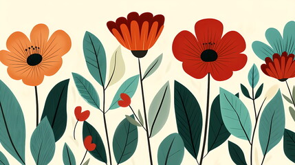 Naklejka premium Vibrant floral illustration with colorful blooms