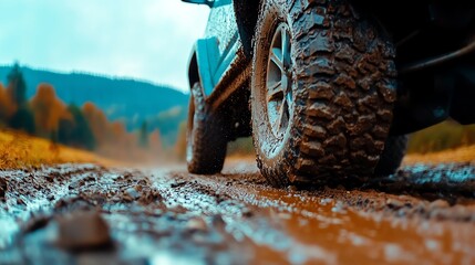 Offroad adventure path through a rugged canyon, dusty trails, extreme terrain, thrilling outdoor exploration, nature s raw beauty