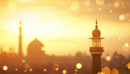 Golden Hour Silhouette of Mosque at Sunset