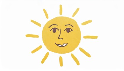 Fototapeta premium hand-drawn smiling sun illustration with winking face and radiating rays, ideal for children’s designs and cheerful branding