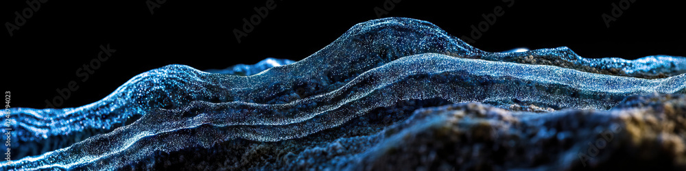 Poster blue illuminated textured surface with undulating forms