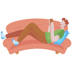 People Relaxing on Sofa Illustration
